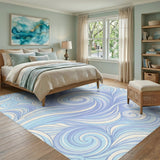 Blue and Teal Swirl Blue Swirl Abstract Area Rug
