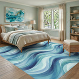 Blue Wave Coastal Beach Area Rug