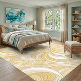 Yellow Swirl Abstract Yellow Area Rug