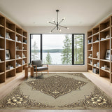 Golden Damask Floral Medallion Rug