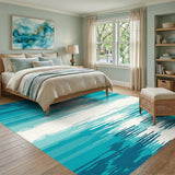 Abstract Teal Ripple Area Rug