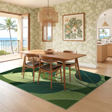ODIKA Modern Tropical Green Leaf Washable Area Rug - Low Pile Non-Slip Floor Mat