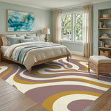 Abstract Swirl Purple and Gold Area Rug