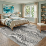 Grey Abstract Seaweed Area Rug