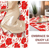 Ultra Soft Area Rug, Non Slip, Stain Resistant, Washable Area Rugs for Living Room, Bedroom, Sophisticated Geometric Rose Pattern(Red)