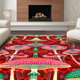 Ultra Soft Area Rug, Non Slip, Stain Resistant, Washable Area Rugs for Living Room, Bedroom, Eclectic Vibrant Nature Theme(Red)