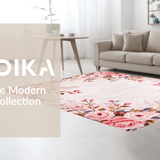 Ultra Soft Area Rug, Non Slip, Stain Resistant, Washable Area Rugs for Living Room, Bedroom, Whimsical Petal Patterned Rug(Pink)