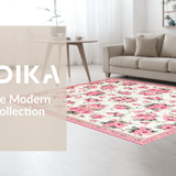 Ultra Soft Area Rug, Non Slip, Stain Resistant, Washable Area Rugs for Living Room, Bedroom, Delicate Rustic Floral Harmony(Pink)
