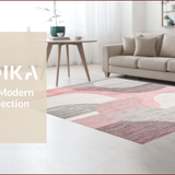 Ultra Soft Area Rug, Non Slip, Stain Resistant, Washable Area Rugs for Living Room, Bedroom, Elegant Muted Pink Geometric Motif(Pink)