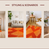 Ultra Soft Area Rug, Non Slip, Stain Resistant, Washable Area Rugs for Living Room, Bedroom, Modern Abstract Geometric Non-Slip Living Room(Orange)