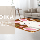 Ultra Soft Area Rug, Non Slip, Stain Resistant, Washable Area Rugs for Living Room, Bedroom, Cozy Nature-Inspired Bunny Artwork(Brown)