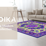 Ultra Soft Area Rug, Non Slip, Stain Resistant, Washable Area Rugs for Living Room, Bedroom, Artistic Psychedelic Patterned Elegance(Yellow)
