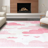 Ultra Soft Area Rug, Non Slip, Stain Resistant, Washable Area Rugs for Living Room, Bedroom, Whimsical Soft Pastel Cloud Motif(White)