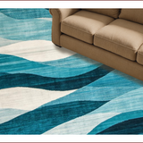 Ultra Soft Area Rug, Non Slip, Stain Resistant, Washable Area Rugs for Living Room, Bedroom, Contemporary Abstract Teal Tones(Blue)