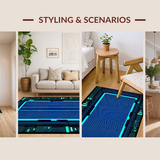 Ultra Soft Area Rug, Non Slip, Stain Resistant, Washable Area Rugs for Living Room, Bedroom, Dynamic Graphic Expression Motif(Blue)