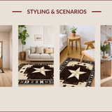 Ultra Soft Area Rug, Non Slip, Stain Resistant, Washable Area Rugs for Living Room, Bedroom, Rustic Texas Star Aesthetic(Beige)