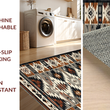 Ultra Soft Area Rug, Non Slip, Stain Resistant, Washable Area Rugs for Living Room, Bedroom, Unique Tiled Tribal Aesthetic(Brown)