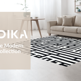 Ultra Soft Area Rug, Non Slip, Stain Resistant, Washable Area Rugs for Living Room, Bedroom, Contemporary Striped Area Rug Black and White Linear Design(Black)