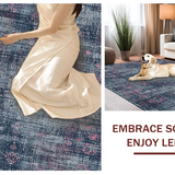 Ultra Soft Area Rug, Non Slip, Stain Resistant, Washable Area Rugs for Living Room, Bedroom, Luxurious Foldable Non-Slip Microfiber Floor Covering With Elegant Design(Blue)