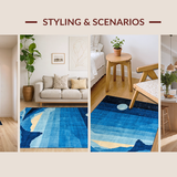 Ultra Soft Area Rug, Non Slip, Stain Resistant, Washable Area Rugs for Living Room, Bedroom, Serene Abstract Starry Theme(Blue)
