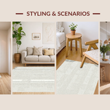 Ultra Soft Area Rug, Non Slip, Stain Resistant, Washable Area Rugs for Living Room, Bedroom, Rustic Textured Scalloped Motif(Beige)