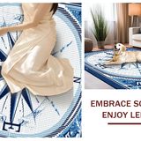 Ultra Soft Area Rug, Non Slip, Stain Resistant, Washable Area Rugs for Living Room, Bedroom, Sophisticated Compass Rose Arrangement(Blue)