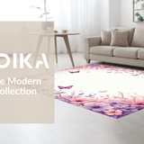 Ultra Soft Area Rug, Non Slip, Stain Resistant, Washable Area Rugs for Living Room, Bedroom, Floral Butterfly Pastel Aesthetic(Pink)