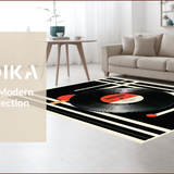 Ultra Soft Area Rug, Non Slip, Stain Resistant, Washable Area Rugs for Living Room, Bedroom, Classical Round Music Decor Meditation Mat(Black)