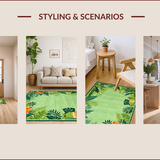 Ultra Soft Area Rug, Non Slip, Stain Resistant, Washable Area Rugs for Living Room, Bedroom, Charming Multicolor Safari Theme(Green)