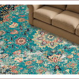 Ultra Soft Area Rug, Non Slip, Stain Resistant, Washable Area Rugs for Living Room, Bedroom, Boho Chic Dark Green Living Room Rug(Blue)
