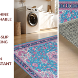 Ultra Soft Area Rug, Non Slip, Stain Resistant, Washable Area Rugs for Living Room, Bedroom, Modern Textured Organic Shapes(Blue)