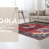 Ultra Soft Area Rug, Non Slip, Stain Resistant, Washable Area Rugs for Living Room, Bedroom, Striking Soft Graphic Motif(Red)