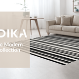 Ultra Soft Area Rug, Non Slip, Stain Resistant, Washable Area Rugs for Living Room, Bedroom, Bold Stripe Symphony: Black & White Geometric Patterned Rug(Black)