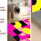 Ultra Soft Area Rug, Non Slip, Stain Resistant, Washable Area Rugs for Living Room, Bedroom, Vibrant Memphis Style Aesthetic(Pink)