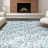 Ultra Soft Area Rug, Non Slip, Stain Resistant, Washable Area Rugs for Living Room, Bedroom, Elegant Contemporary Floral Aesthetic(Blue)