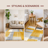 Ultra Soft Area Rug, Non Slip, Stain Resistant, Washable Area Rugs for Living Room, Bedroom, Sophisticated Muted Color Harmony(Gold)