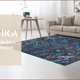 Ultra Soft Area Rug, Non Slip, Stain Resistant, Washable Area Rugs for Living Room, Bedroom, Dynamic Abstract Boho Fusion(Blue)