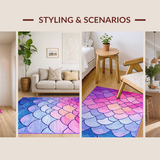 Ultra Soft Area Rug, Non Slip, Stain Resistant, Washable Area Rugs for Living Room, Bedroom, Serene Aquatic Color Blend(Purple)