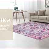 Ultra Soft Area Rug, Non Slip, Stain Resistant, Washable Area Rugs for Living Room, Bedroom, Chic Vintage Botanical Elegance(Ivory)