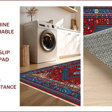 Ultra Soft Area Rug, Non Slip, Stain Resistant, Washable Area Rugs for Living Room, Bedroom, Vintage Modern Neutral Office Stain-Resistant Rug(Red)