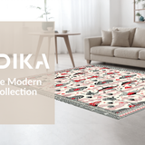 Ultra Soft Area Rug, Non Slip, Stain Resistant, Washable Area Rugs for Living Room, Bedroom, Gothic Mushroom Patterned Elegance(Red)