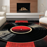 Ultra Soft Area Rug, Non Slip, Stain Resistant, Washable Area Rugs for Living Room, Bedroom, Bold Geometric Audio Visual Style(Black)