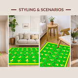Ultra Soft Area Rug, Non Slip, Stain Resistant, Washable Area Rugs for Living Room, Bedroom, Bold Eclectic Wildlife Pattern(Green)
