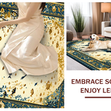 Ultra Soft Area Rug, Non Slip, Stain Resistant, Washable Area Rugs for Living Room, Bedroom, Rustic Ocean Wave Motif(Gold)