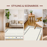 Ultra Soft Area Rug, Non Slip, Stain Resistant, Washable Area Rugs for Living Room, Bedroom, Modern Chic Striped Visual Style(White)