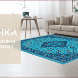 Ultra Soft Area Rug, Non Slip, Stain Resistant, Washable Area Rugs for Living Room, Bedroom, Vintage Medallion Blue Living Room Stain-Resistant Carpet(Blue)