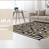 Ultra Soft Area Rug, Non Slip, Stain Resistant, Washable Area Rugs for Living Room, Bedroom, Greek Key Dark Blue Living Room Non-Slip Rug(Gold)