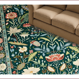 Ultra Soft Area Rug, Non Slip, Stain Resistant, Washable Area Rugs for Living Room, Bedroom, Rustic Botanical Tiled Composition(Green)