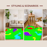 Ultra Soft Area Rug, Non Slip, Stain Resistant, Washable Area Rugs for Living Room, Bedroom, Charming Cartoon Animal Landscape Art(Green)