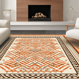 Ultra Soft Area Rug, Non Slip, Stain Resistant, Washable Area Rugs for Living Room, Bedroom, Warm Toned Tiled Aesthetic Piece(Orange)